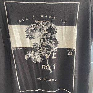 Cb Established 1962 Black With Gray Floral Rhinestone Split Back Top Size XL